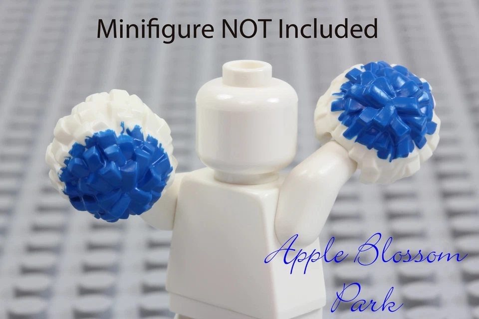 LEGO Minifig POM POM SET Series 1 Female Girl Cheerleader White Blue Top Poms - Image 4 of 4