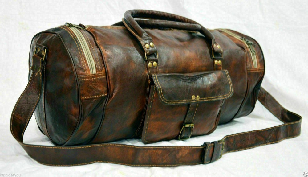 Overnight Vintage Bag Men's Genuine Leather Large Duffel Travel Gym Weekend