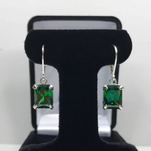 Orecchini donna pietra smeraldo 4,00 ct fatti a mano argento 925 creati in laboratorio regalo - Foto 6 di 7