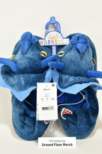 Build A Bear Triceratops Slippers Child XL (6) or M (2/3) Dinosaur Kid Blue | eBay