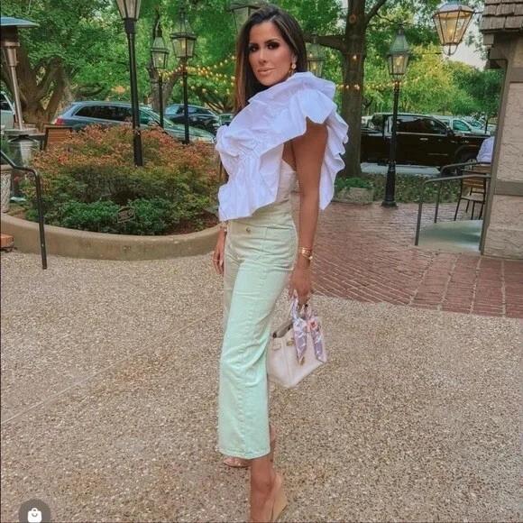 zara ruffle poplin top