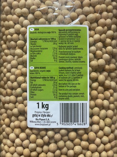 2 kg getrocknete Bio Sojabohnen Soybeans Soya Beans - reich an Eiweiß vegan - Bild 2 von 3