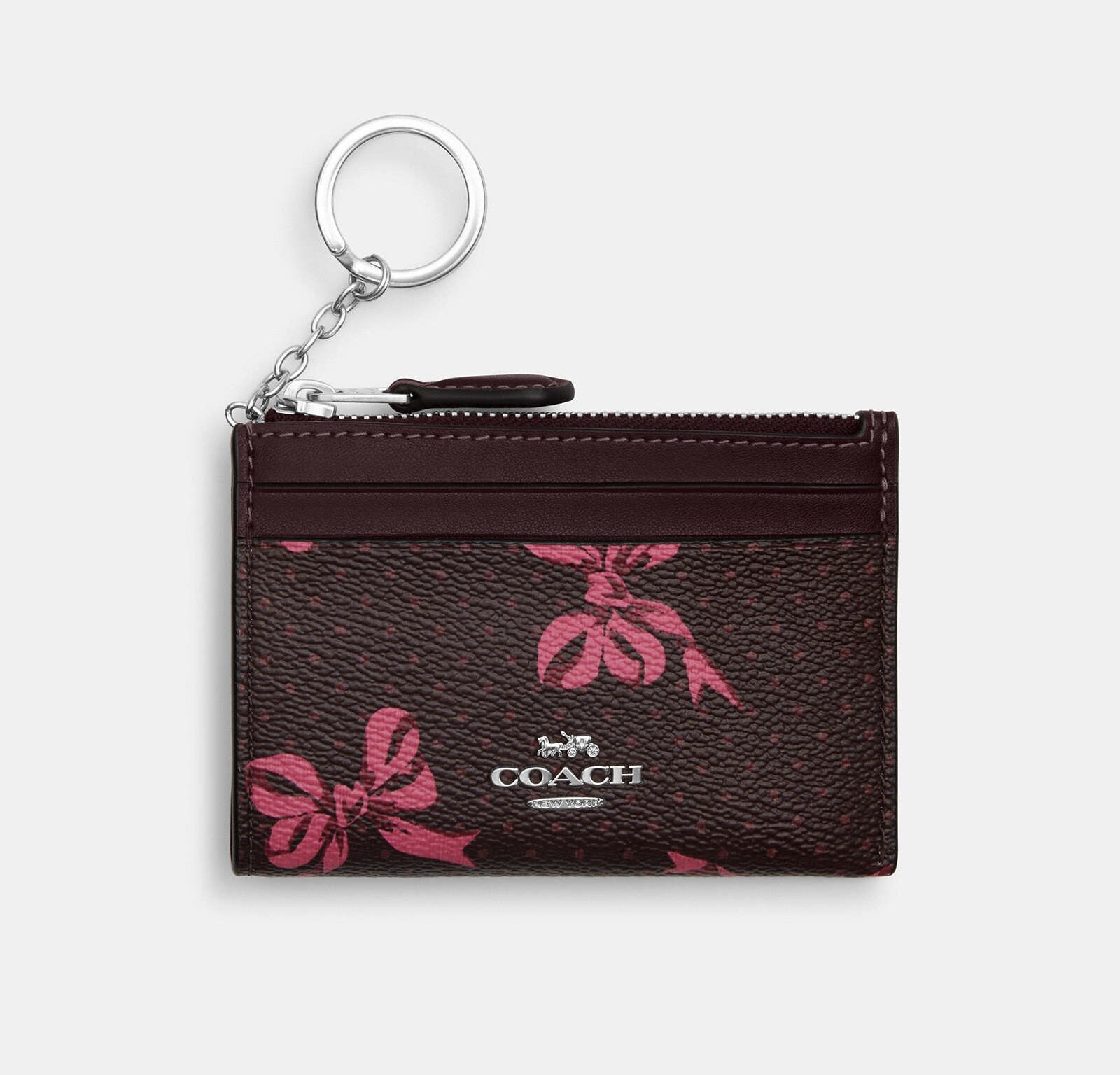 Coach Mini Skinny ID Case with Bow Print in Merlot Multi CZ460 NWT 🎀