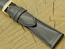 Vintage NOS Unused ZRC Black Box Calf Watch Band Gold Tone Buckle 20mm France