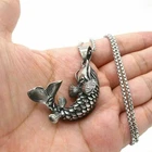 Mens Fishing Articulated Fish Pendant Necklace Vintage Stainless Steel 3D Gift