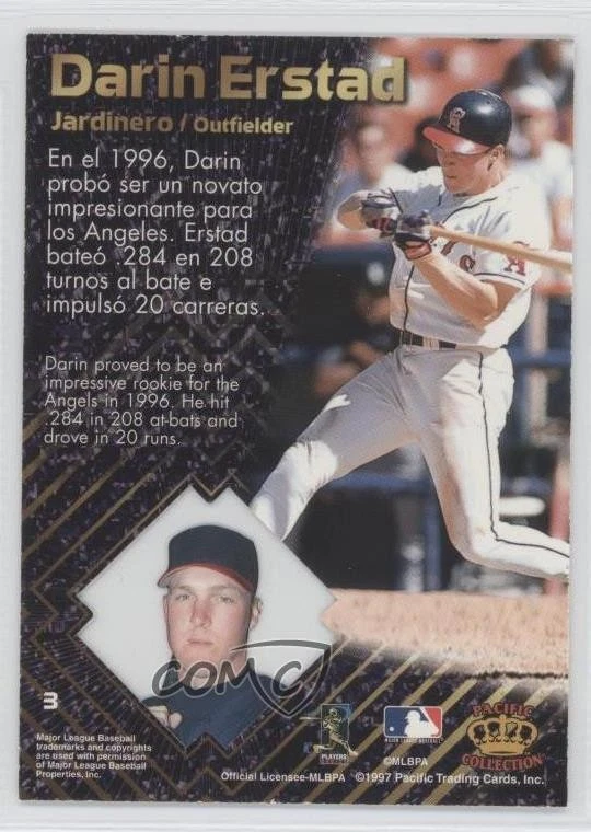 1997 Pacific Crown Collection Prism Platinum Darin Erstad #3 - Image 2 of 2