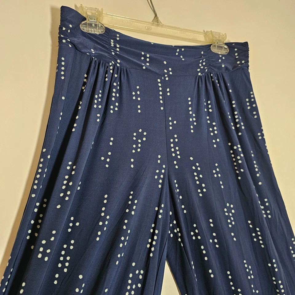 Alfani Intimates Pajama Pant Womens Medium Blue Dot Knit Wide Leg Relaxed Lounge - Image 3 of 4
