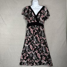 Vintage Studio 1940 Dress Women’s Size M Black Paisley Babydoll Y2K Whimsigoth