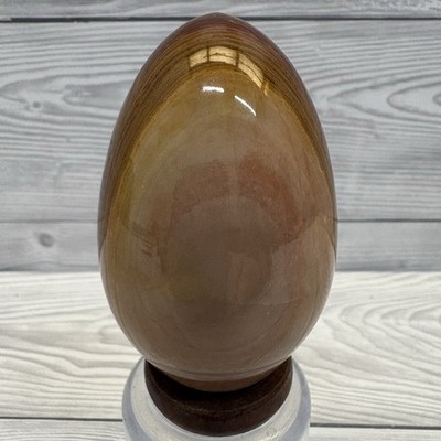 Polierter gebänderter Onyx Stein Ei brauner Marmor Calcit Dekor 3 Zoll 