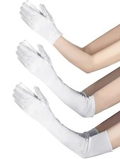3 Pairs Long Opera Party Gloves for Women 1920s Satin White Gloves for