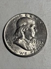 1958 Benjamin Franklin US Half Dollar 90% Silver Coin Good Condition