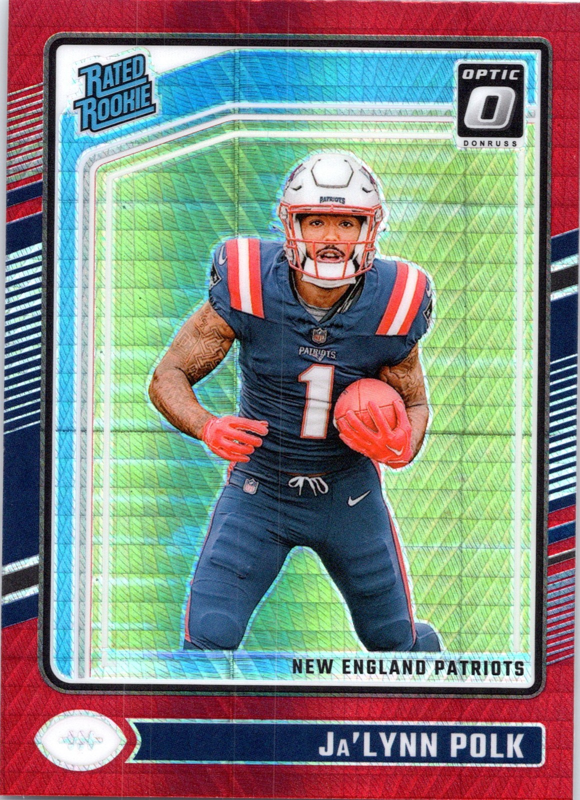 2024 Panini Donruss Optic - Rated Rookie Ja'Lynn Polk #240 Red Hyper Prizm (RC)