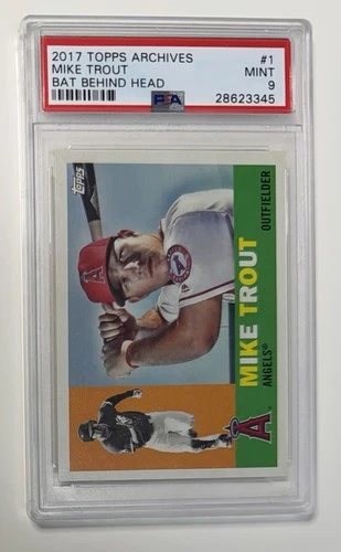2017 Topps Archives - 1960 Mike Trout #1 Bat Behind Head PSA 9 Mint