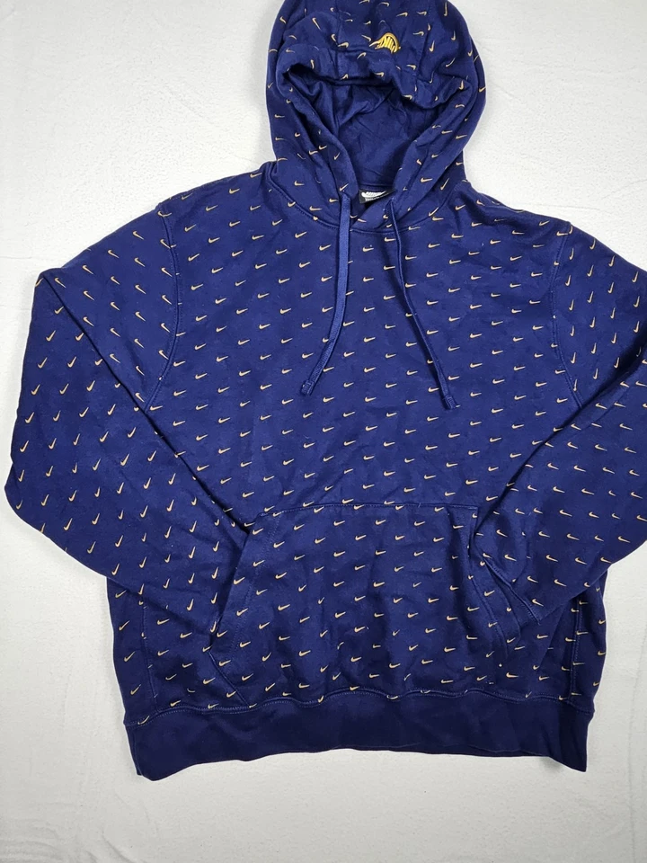 Nike Pullover Sudadera con Capucha Para Hombres XL Azul Estampado Completo AOP Metálico Dorado Swoosh CJ5405 Foto 3 de 4