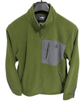 The North Face Mens Full Zip Fleece Jacket Green Grey Mock Neck Size Medium