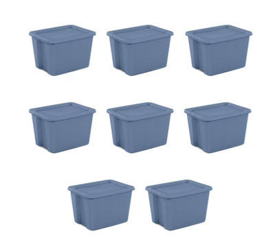 8 Pack Sterilite Large Storage Bin, 18 Gallon Durable Plastic Storage Tote