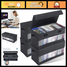 CD Storage Boxes - Set of 4 Disc Holders with Lids Visual Window, Holds 32 CDs