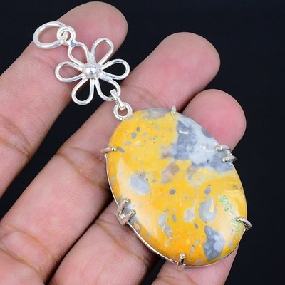 Mesmerising Bumble Bee Jasper Gemstone 925 Sterling Silver Pendant 2.95''