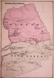 Rare Antique 1875 Plat Map Kidder & Penn Forest in Carbon Co. Pennsylvania