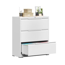 Metal Lateral 3 Drawer File Cabinet Lockable HomeOffice Storage Filing Organizer