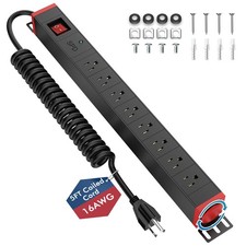 8 Outlet Rack Mount PDU Power Strip, SPD, 1200J Surge Protection  15A Overload