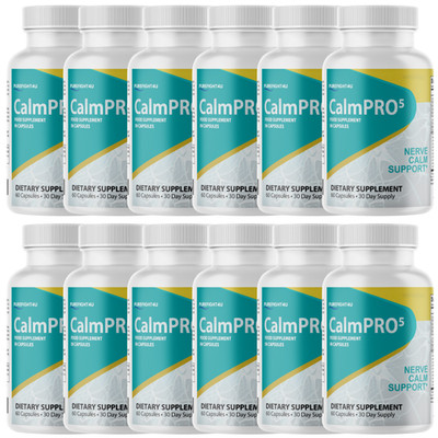 CalmPro5, Nerve Calming Support Capsules Supplement, Calm Pro 5 - 12 Bottles