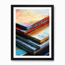 Stack Of Painted Canvases Art Print Framed Wall Art Poster Canvas Print Picture