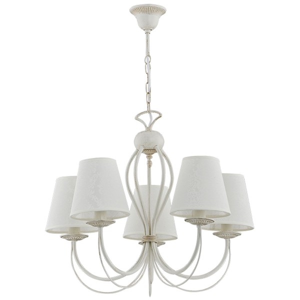 Pendelleuchte 5-Flammig Stoff Weiß Blendarm E14 L:50 Cm HäNgelampe Esstisch-image