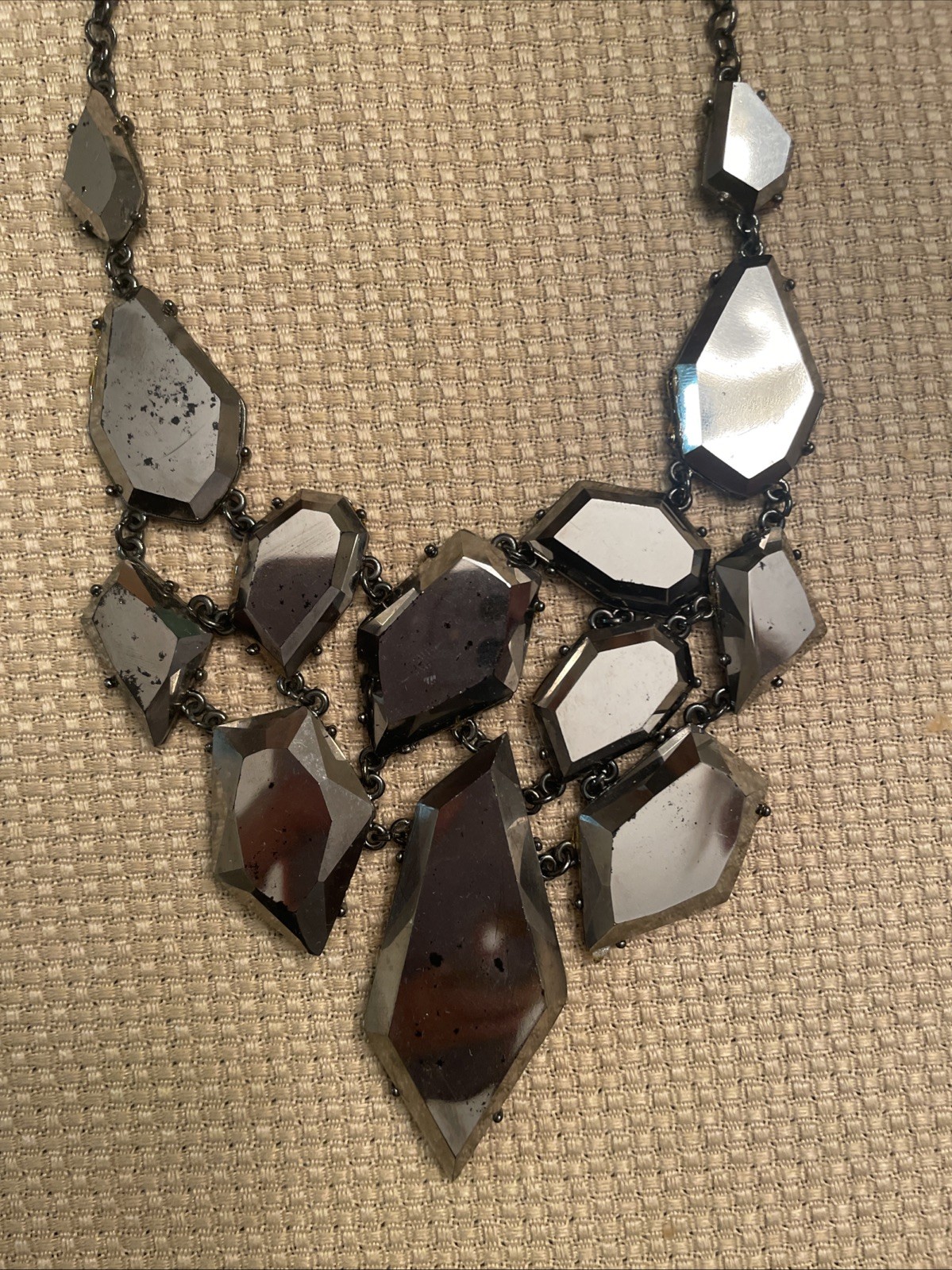 Gunmetal Silver  Mirror Like Bold Statement Neckl… - image 7