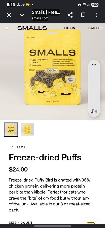  SMALLS freeze dried raw cat food