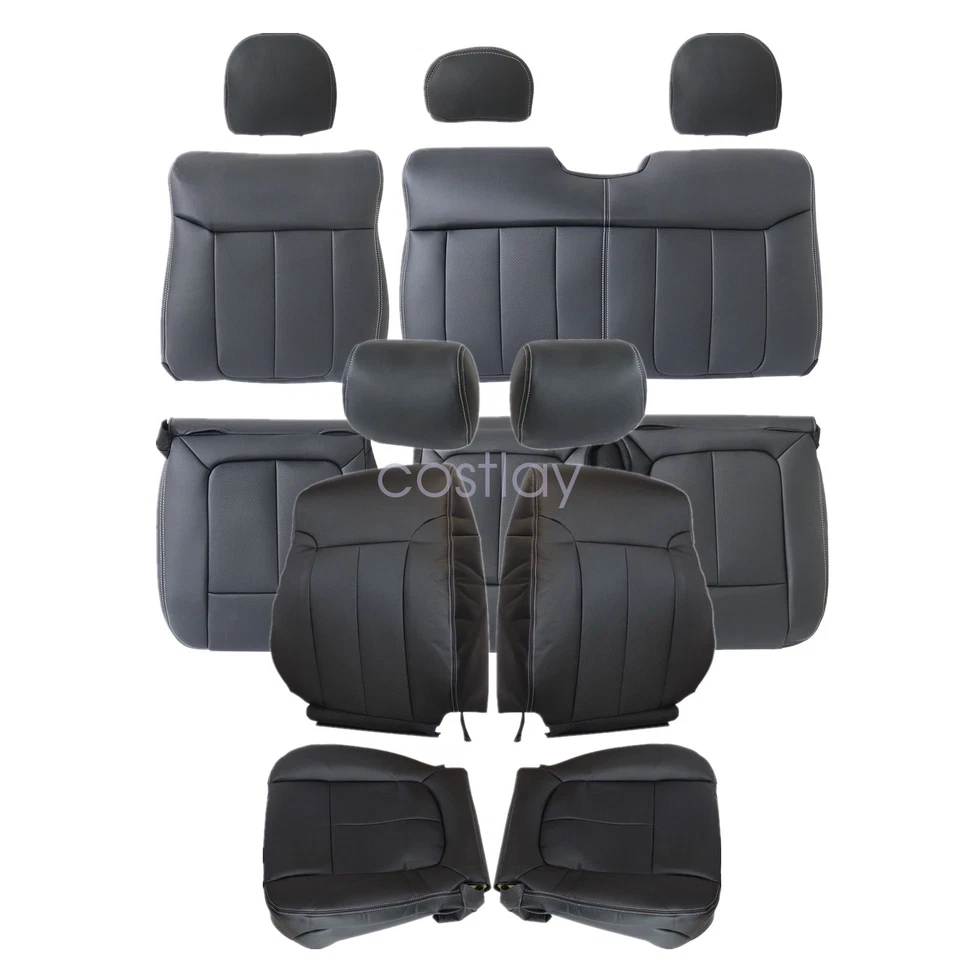 For 2009-2014 Ford F-150 Lariat Front & Second Row Replacement SEAT COVER Black - Image 2 of 4