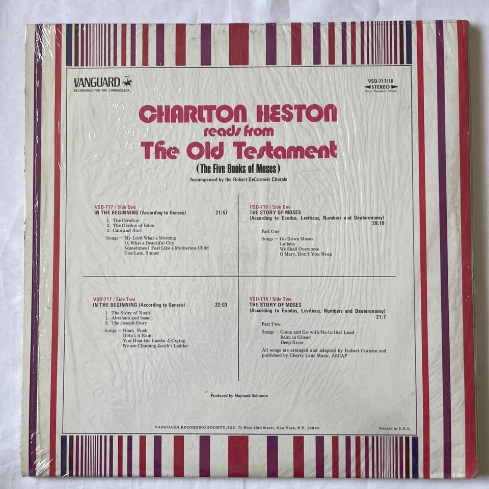 Charlton Heston Reads From The Old Testament NEAR MINT in shrink VANGUARD 2xLP - Image 4 of 4