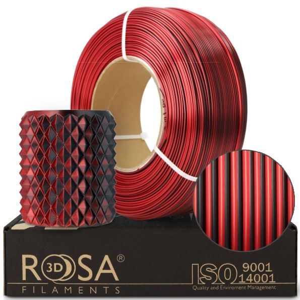 Filament PLA Rosa 3D 1,75 mm 1000g Red/black, refill