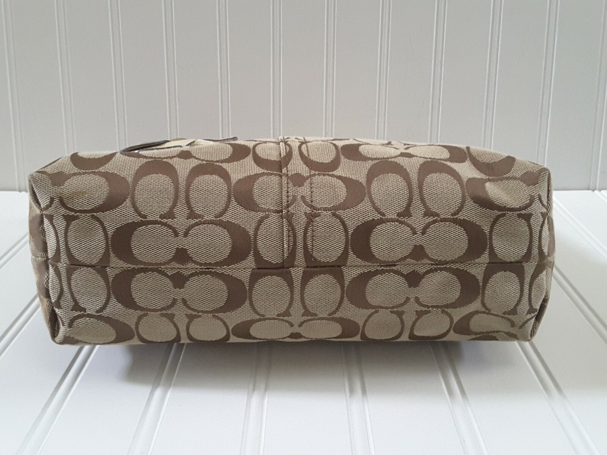 Coach F16879 Bleecker Leather Floral Carly Khaki Gold Shoulder 