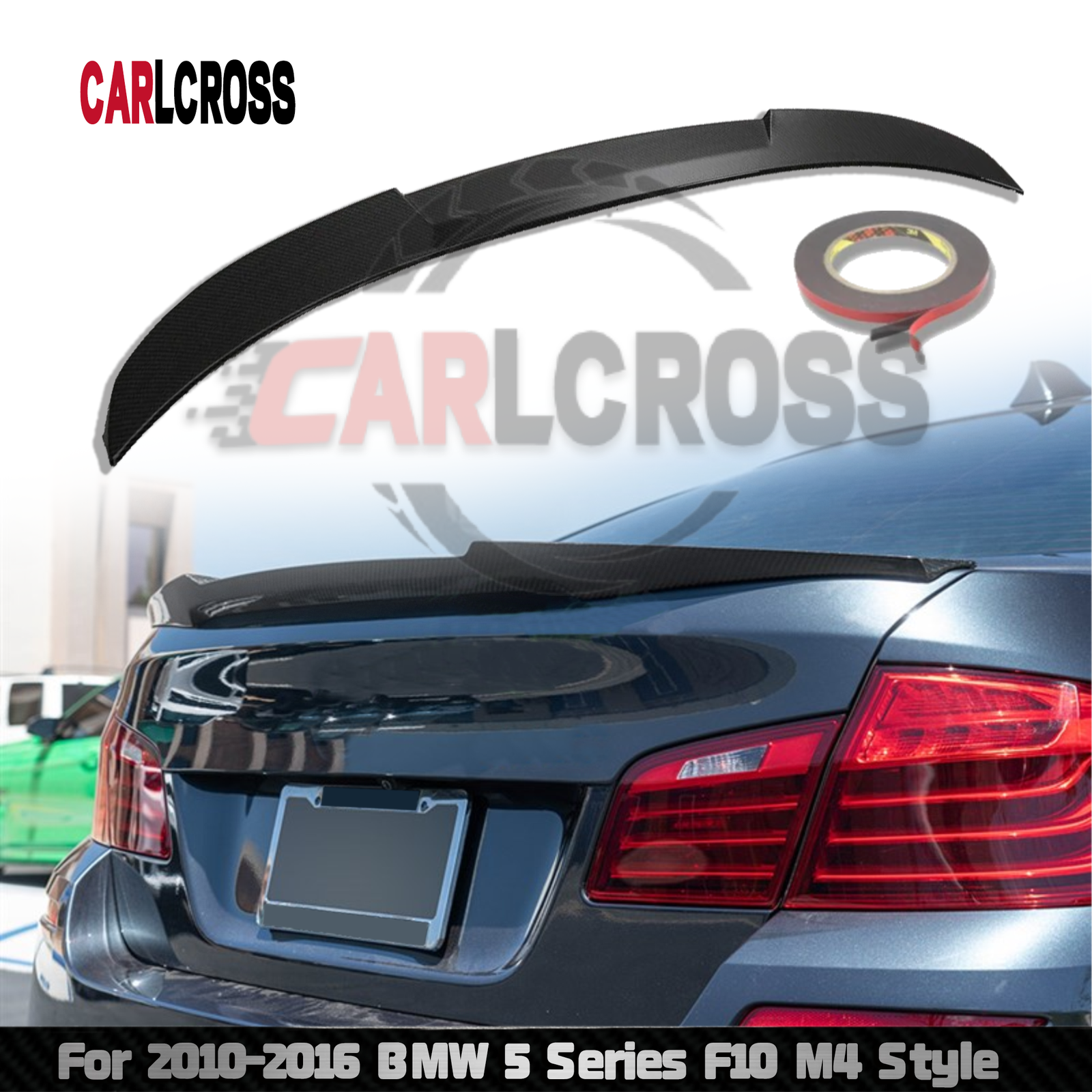 For 2010-2016 BMW F10 5-Series M4 Style Rear Trunk Lip Spoiler Wing Carbon Fiber