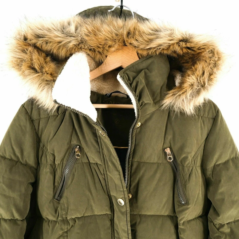 NAUTICA Olive Green Hooded Padded Puffer Jacket Parka Coat Size US S EUR M - Image 3 of 4