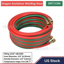 50 FT Oxygen Acetylene Hose 1/4 Inch Twin Welding Hose Cutting Torch Hoses New