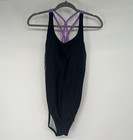 NWT Speedo Swimsuit Womens 12 Black Fairy Wren One Piece Racing Cut Criss Cross