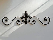 Cast Iron Fleur de Lis Topper, PICK YOUR COLOR, Pediment Metal Wall Plaque NEW