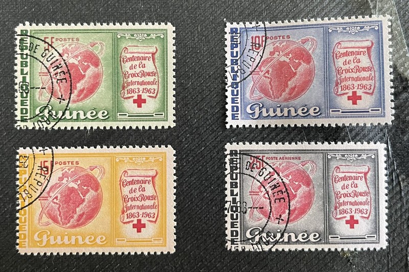 1963 Guinea Red Cross Set Sc#309-312 canceled LH stamps