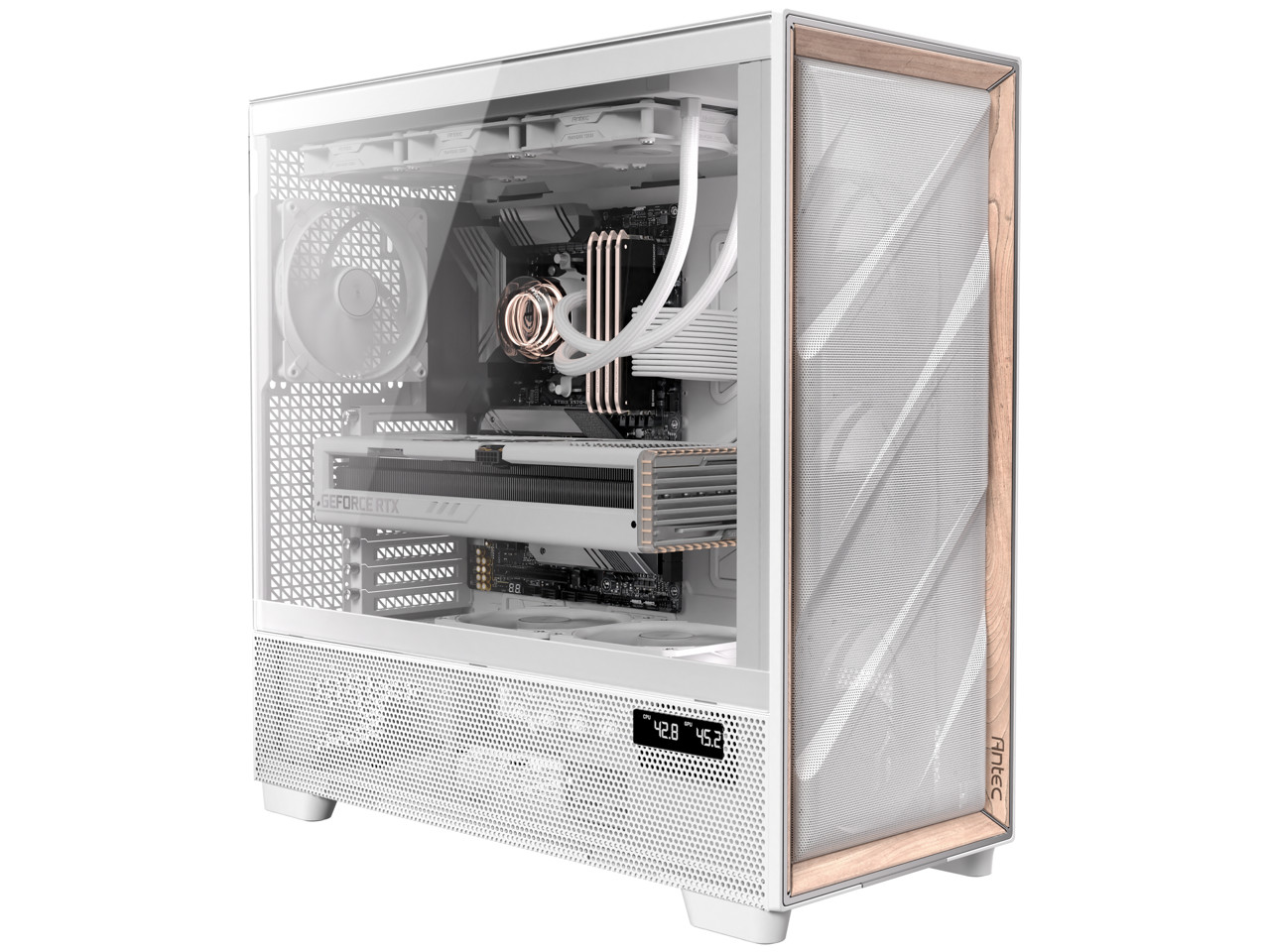 Antec Flux Pro White в комплекте 6 ШИМ-вентиляторов передняя панель с высоким потоком воздуха из березы