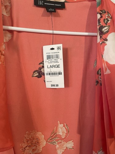 INC International Concepts Women’s Side Tie Wrap Dress Floral Satin Size Large - Picture 9 of 11