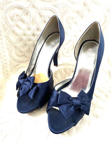 Blue High Heels Womens Size 10 Michael Angelo Peep toe Prom Dress Evening Formal