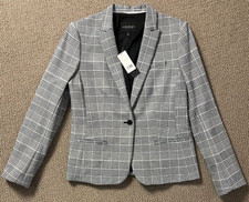 NWT 198 BANANA REPUBLIC CLASSIC FIT BI STRETCH BLACK WHITE PLAID BLAZER 10 COAT