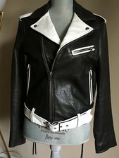 Iro Paris Women's Wamiel Black & White Leather Biker Jacket Size Small Fr 36 Nwt