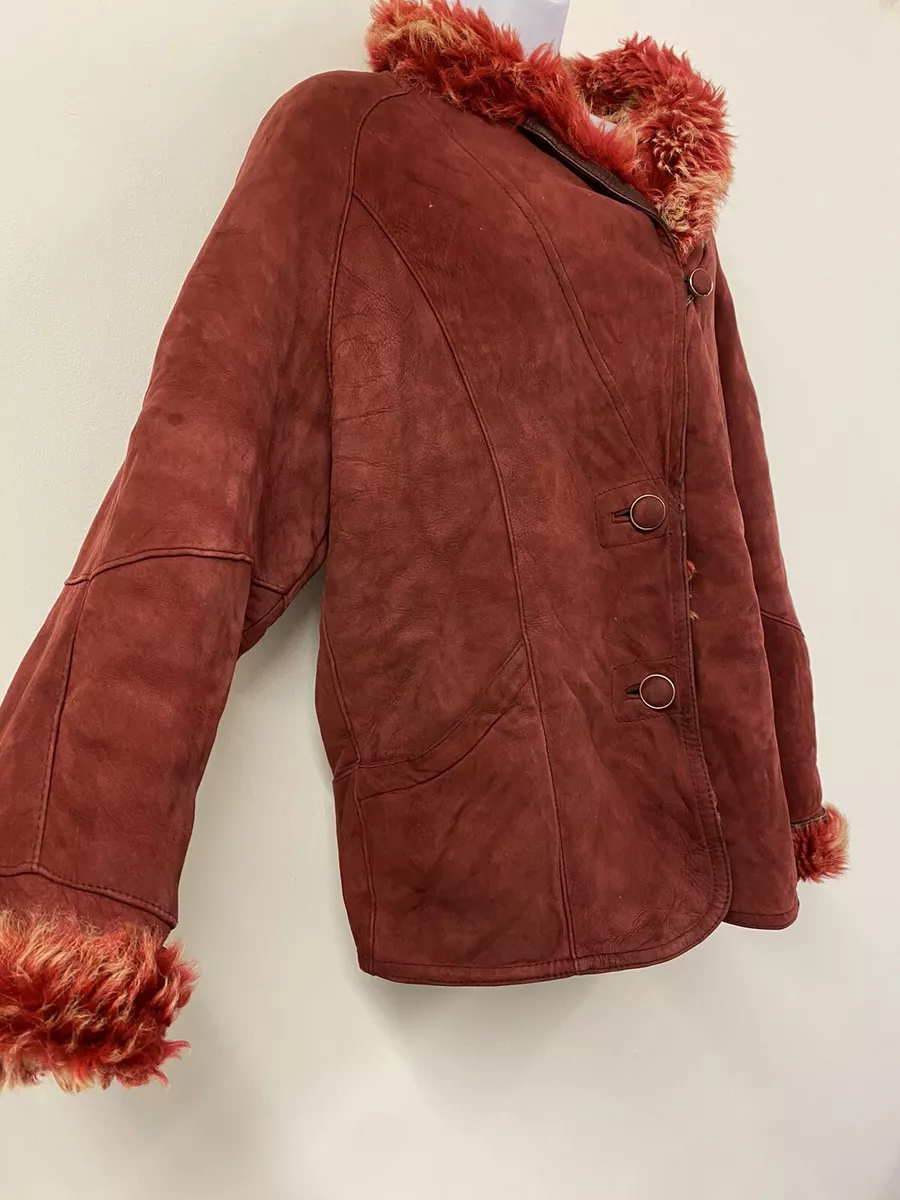 Red sheepskin shop coat
