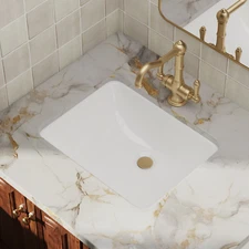 18" x14" Bathroom Sinks Undermount White Ceramic Small Rectangle With Overflow