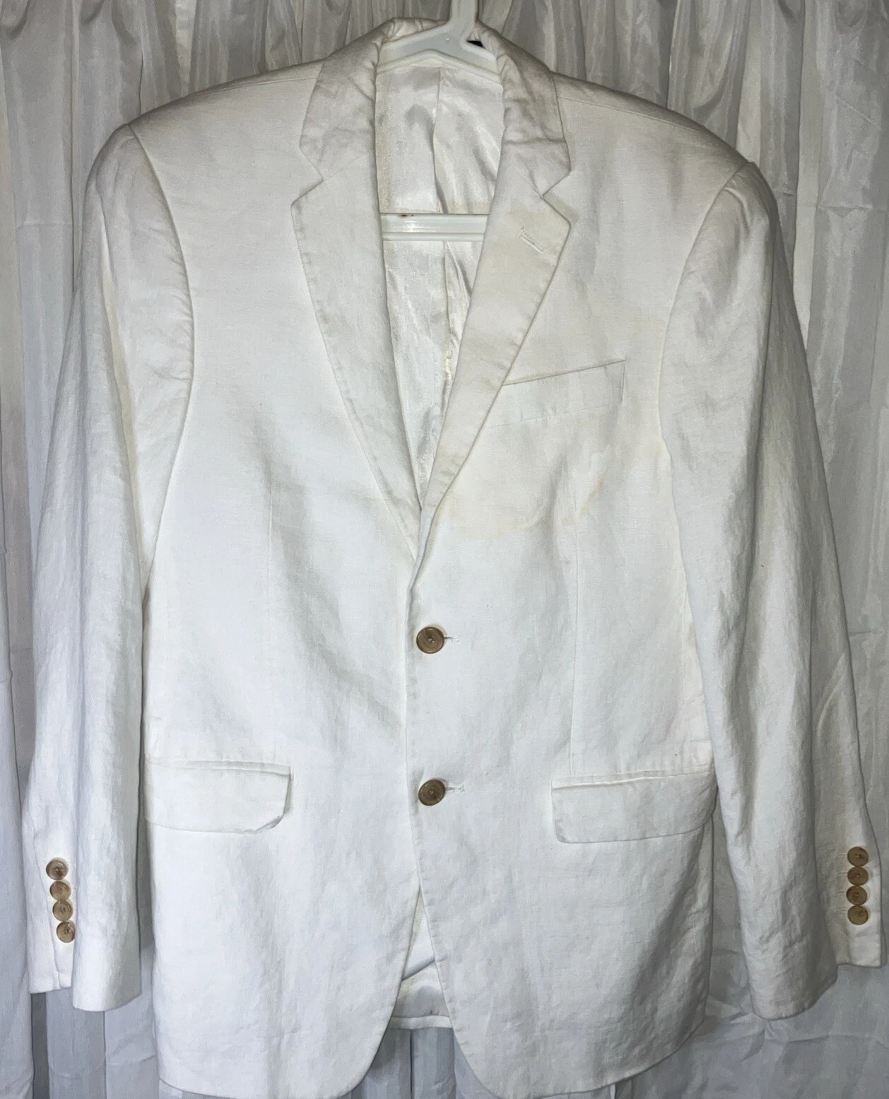 OFF WHITE Cappotto blazer vintage Ralph Lauren donna 2 bottoni grande bianco sporco
