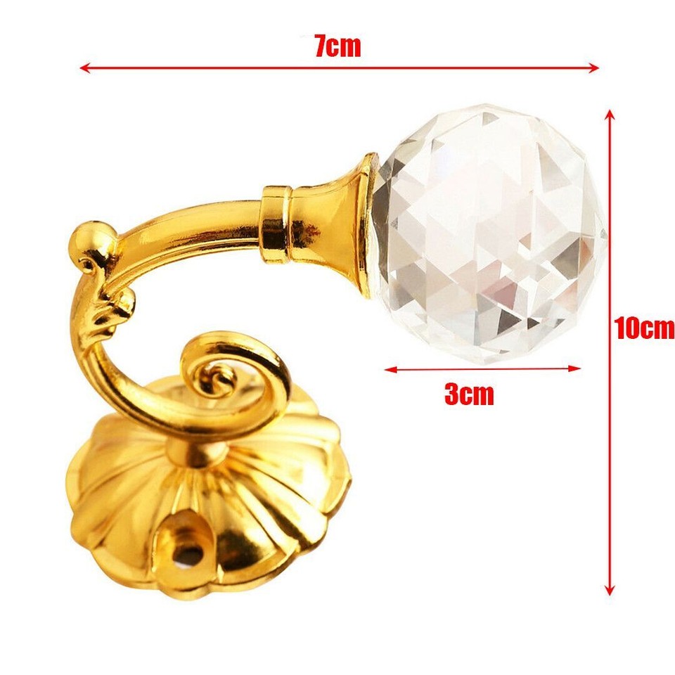 European Style Curtain Holdbacks Metal Crystal Hooks Hanger Wall Tie