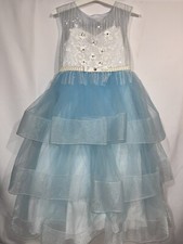 Girls Floor Length Light Blue Ball Gown Party Dress